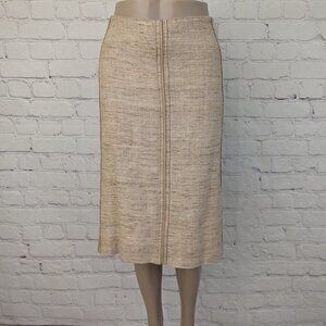 ST JOHN COUTURE Almond Multi sz 16 Raw Silk Skirt NWT